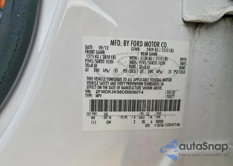 2013 Ford Edge Limited z USA, uszkodzony, nr VIN 2FMDK3K98DBB06074